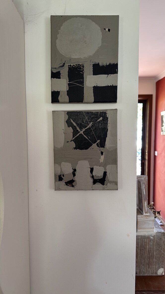 Ink study with dense vertical movement on paper
